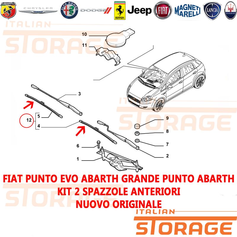 71805137, Fiat Punto Evo Abarth Grande Punto Abarth Kit Spazzole